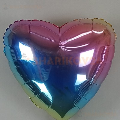 Шар (18''/46 см) Сердце, Нежная радуга, Градиент